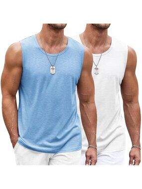Men Sleeveless Tank Top 2 Pack Gym Workout Muscle Shirt Bodybuilding Tee